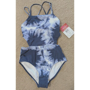 New Kanu Surf girls sz 12 One Piece Swimsuit Beach Girl blue blue white 3156